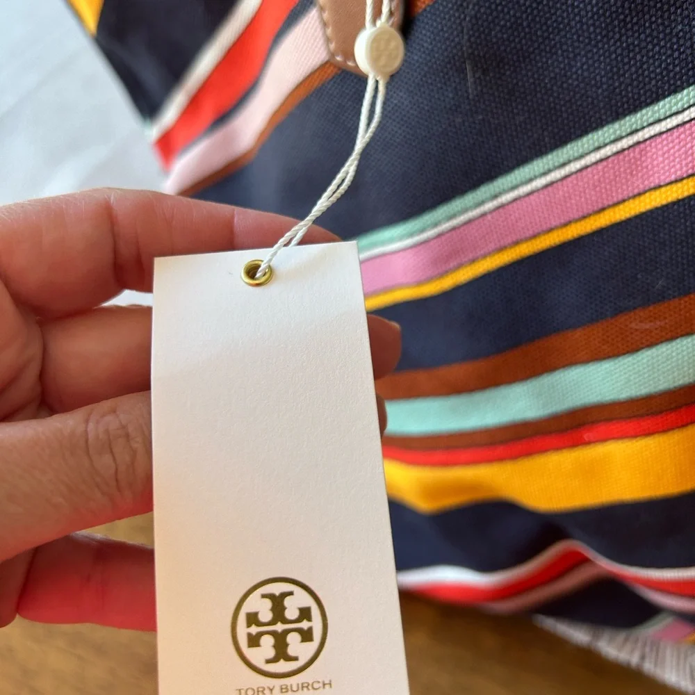 Tory Burch Multicolor Striped Women's Tote Bag- medley strip classic -NWT